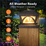 Solar Flame Light x2 2 Pack Outdoor Post Deck Fence Cap