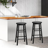 Stool Set of 2 Backless Bar Stools - Black