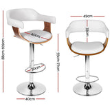 Stool x2-Two Bar kitchen table stool White and Chrome