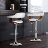 Stool x2-Two Bar kitchen table stool White and Chrome