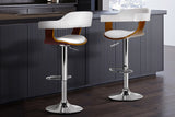 Stool x2-Two Bar kitchen table stool White and Chrome