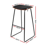 Stool Set of 2 Backless PU Leather Bar Stools - Black and Wood