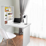 Desk folding desk wall space saver Foldable Desk with Bookshelf – White