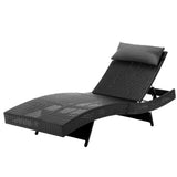 Chairs Outdoors Sun Lounge Pool Lounge New Outdoor Wicker Sun Lounge - Black