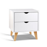 Bedside Tables 2 Drawer Wooden look Bedside Tables - White