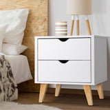 Bedside Tables 2 Drawer Wooden look Bedside Tables - White