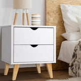 Bedside Tables 2 Drawer Wooden look Bedside Tables - White