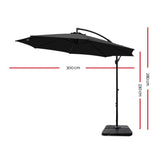 Umbrella 3M Shade Umbrella with Base Big 50x50 cm  Outdoor Umbrella Shade UV  in Black