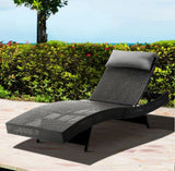 Chairs Outdoors Sun Lounge Pool Lounge New Outdoor Wicker Sun Lounge - Black